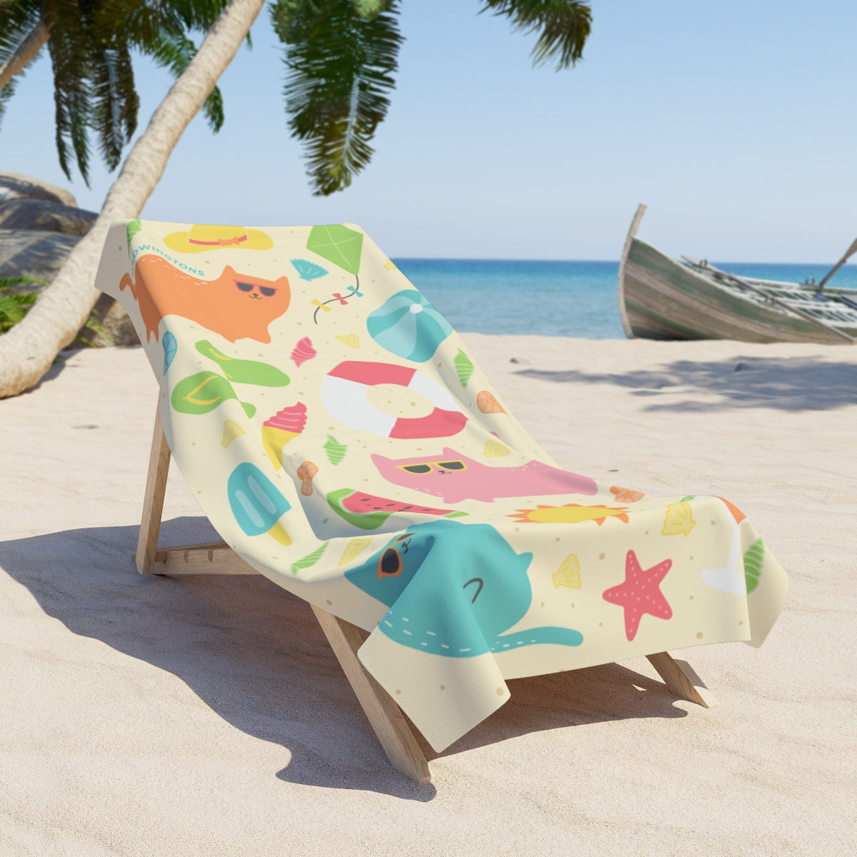 Sunbathing Cats Beach Towel
